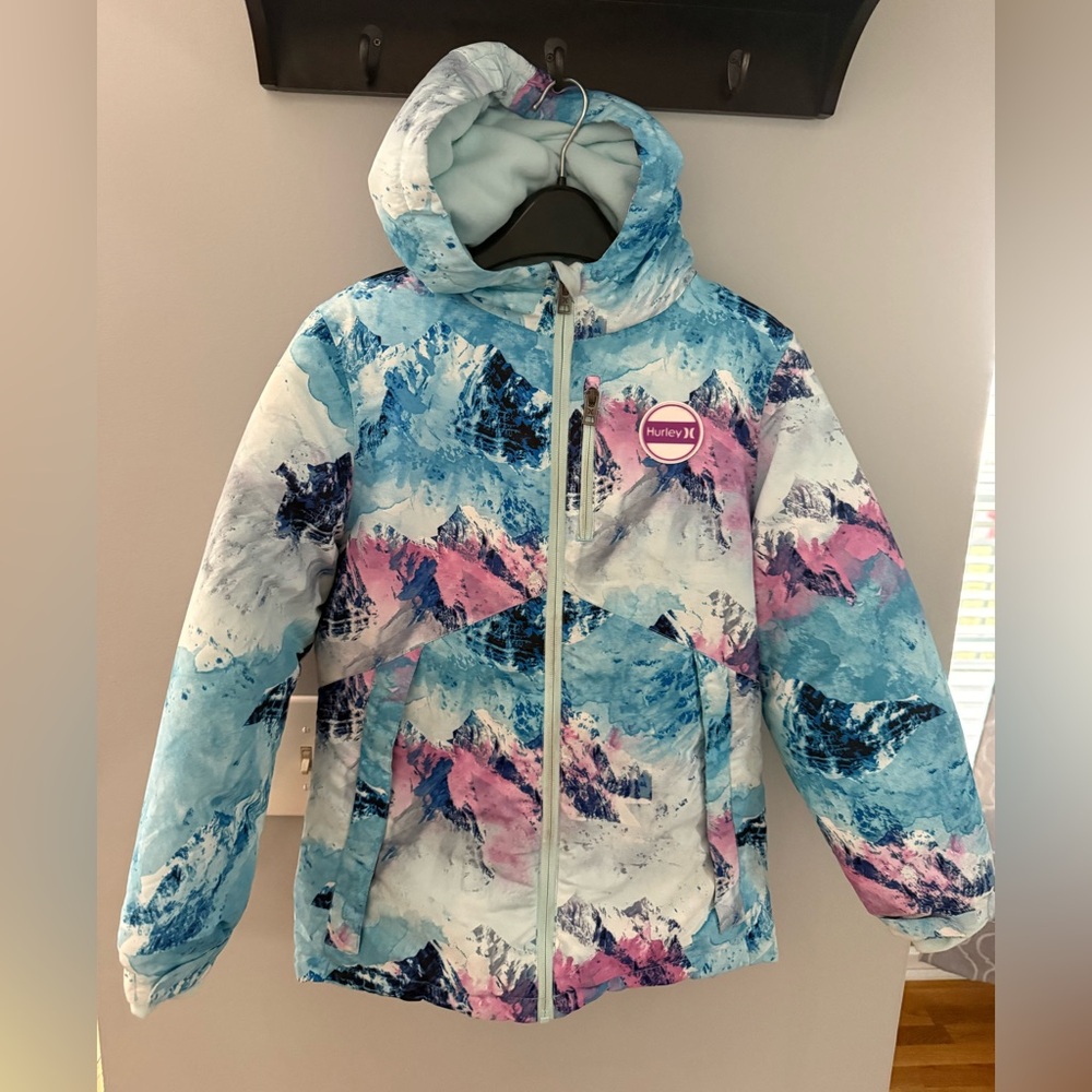 Hurley Kids' Blue and Pink Winter Jacket Size 10/12